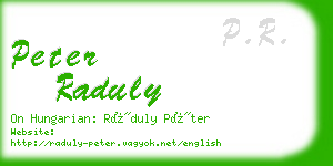 peter raduly business card